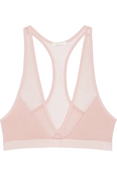 Skin - Pima Cotton-jersey And Tulle Soft-cup Bra - Blush | NET-A-PORTER (US)