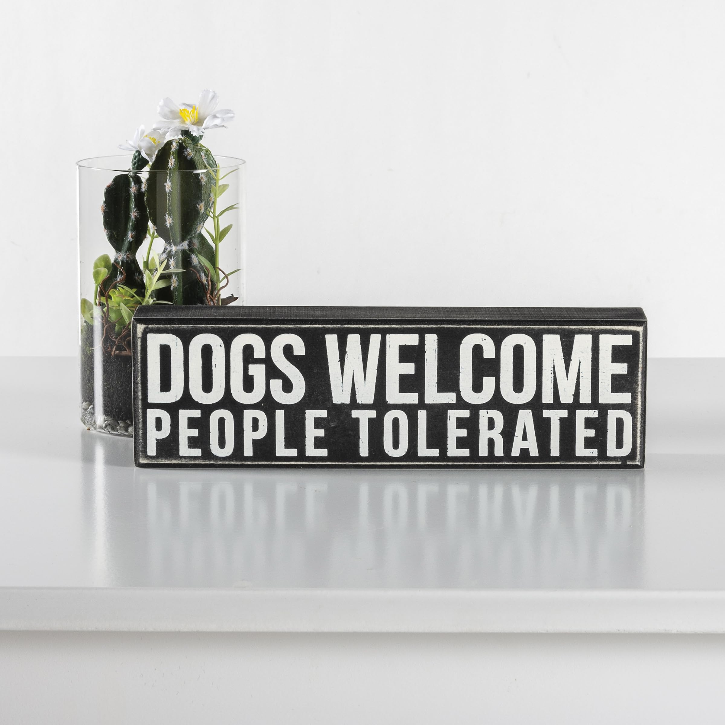 Primitives by Kathy Rustic Wooden Decor Sign - 'Dogs Welcome, People Tolerated' - Office/Farmhouse Decor, Dog Lovers Gift, 5" | Amazon (US)
