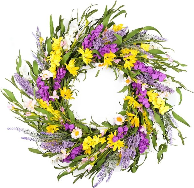 Spring Floral Wreaths for Front Door 22 Inch, All Seasons, Home Decoration for Wall and Outside | Amazon (US)