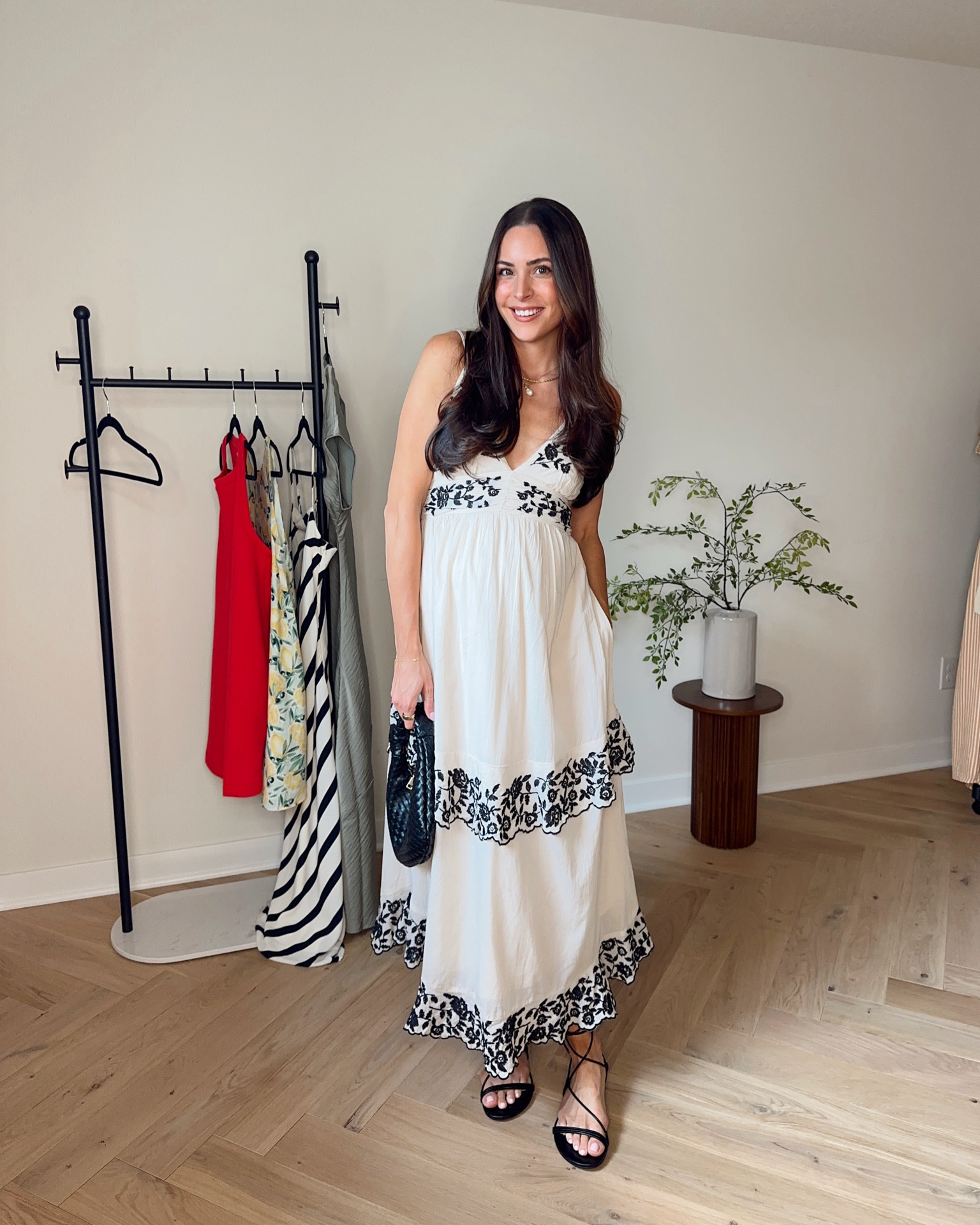 This dress, ahhh 😻😻 20% off + an extra 15% off this weekend through Monday!! Code DRESSFEST
Wearing my true size S! Bump friendly 🤰🏻 

Lace up sandals: size up half if between 

#LTKSaleAlert #LTKFindsUnder100 #LTKShoeCrush