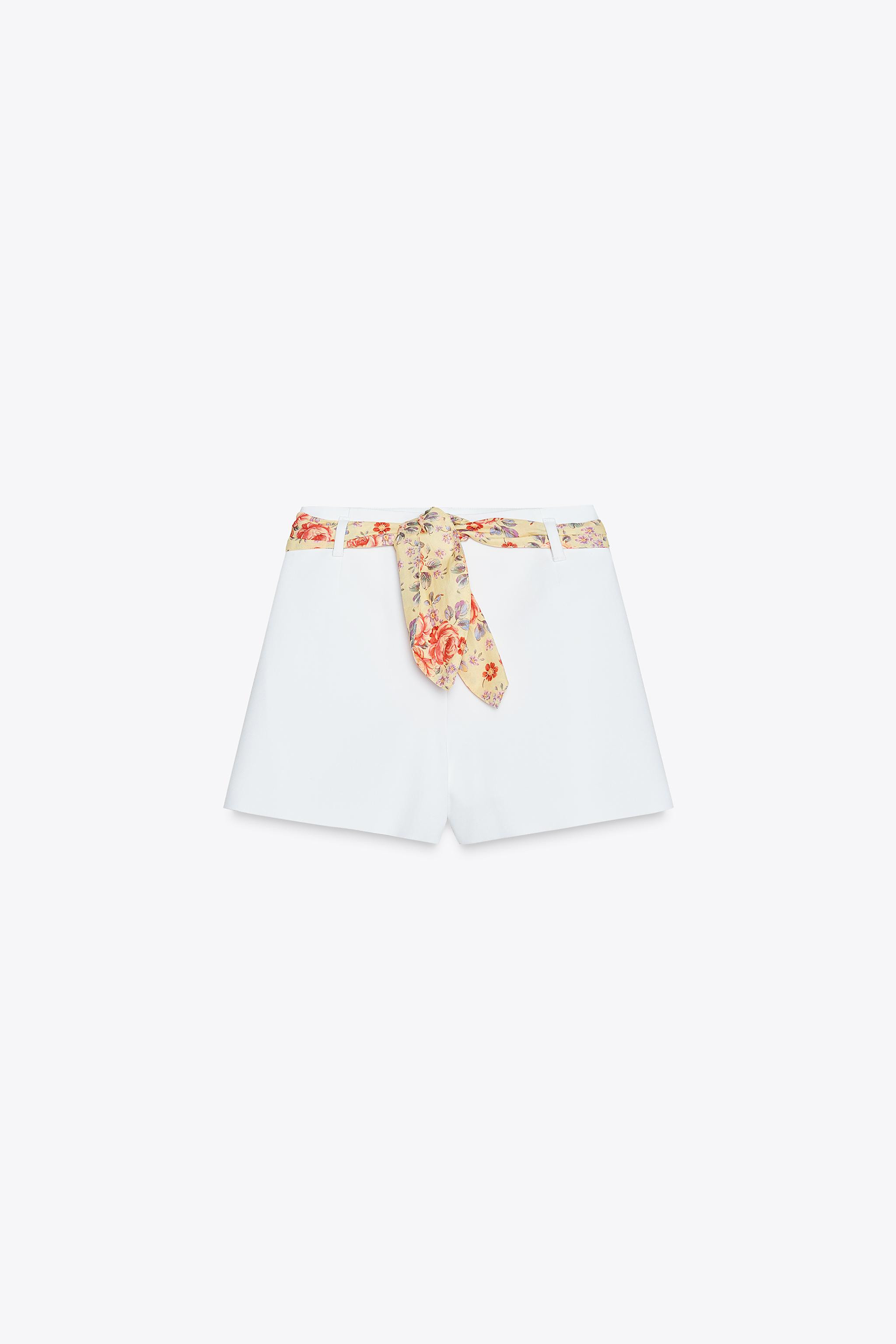 HIGH-WAISTED SCARF SHORTS | Zara US