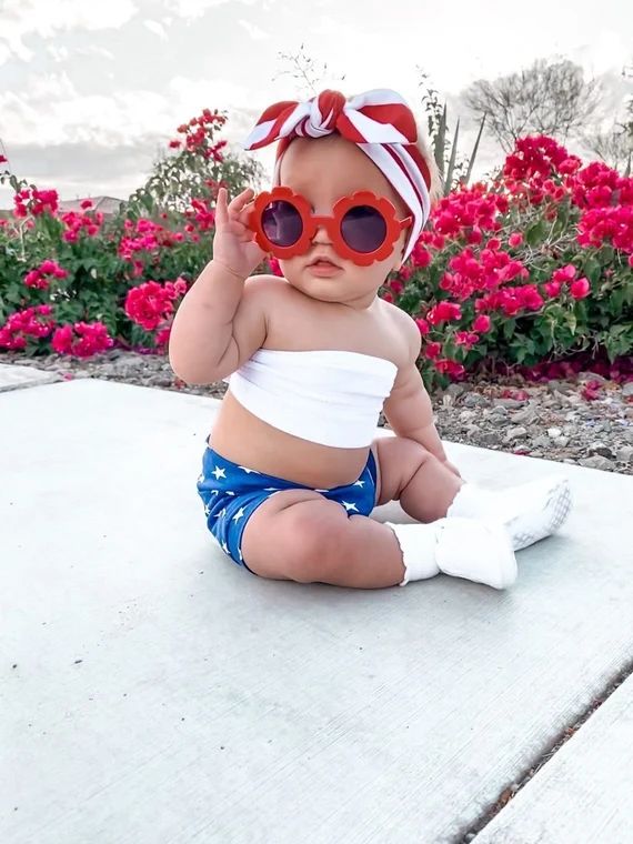 4th of July Bummies and Tiny Knot or Top Knot Headband Set, Patriotic Baby Girl Clothes, Toddler ... | Etsy (US)