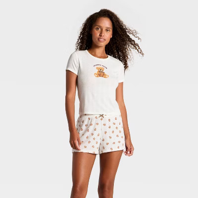 Women's Pointelle Short Sleeve Top and Shorts Pajama Set - Wild Fable™ | Target