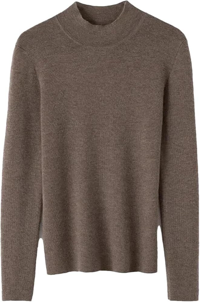 Women's Winter Slim Fit Solid Cashmere Knitted Top - Half High Collar Thin Style - Yarn Spun Soft... | Amazon (US)