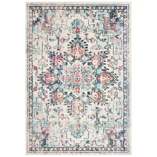 SAFAVIEH Madison Diederike Boho Medallion Distressed Rug - 6' x 9' - Cream/Blue | Bed Bath & Beyond