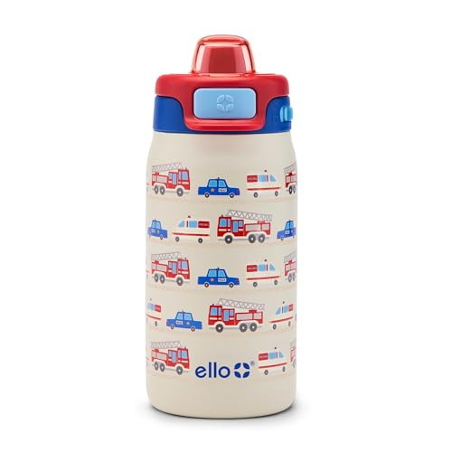 Ello Kids Pop & Fill 12oz Toddler Water Bottle with Quick Fill Lid, Double-Wall Vacuum Insulated Stainless Steel, Leak Proof, BPA Free, Sip & Chug, For School, Lunchboxes, To the Rescue | Amazon (US)