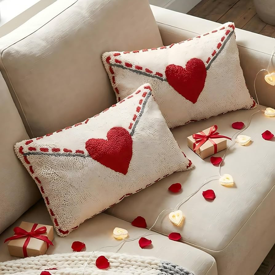 2 Pcs Valentine's Day Love Envelope Pillow Cover 20x12 Inch Rectangular Heart Letter Throw Pillow... | Amazon (US)