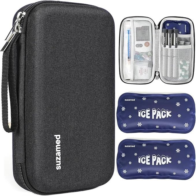 suzamed Insulin Cooler Travel Case,EVA Insulation Travel Medicine Kit with 2 Ice Packs for Diabet... | Amazon (US)