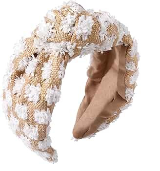 ZITULRY Raffia Knotted Headbands for Women Boho Straw Wide Top Knot Hairband Statement Rattan Wov... | Amazon (US)