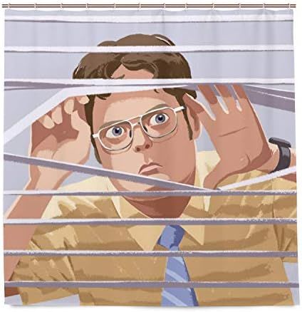 Dwight Schrute Shower Curtain The Office TV Show Bath Curtain Waterproof Bathroom Curtain with 12... | Amazon (US)