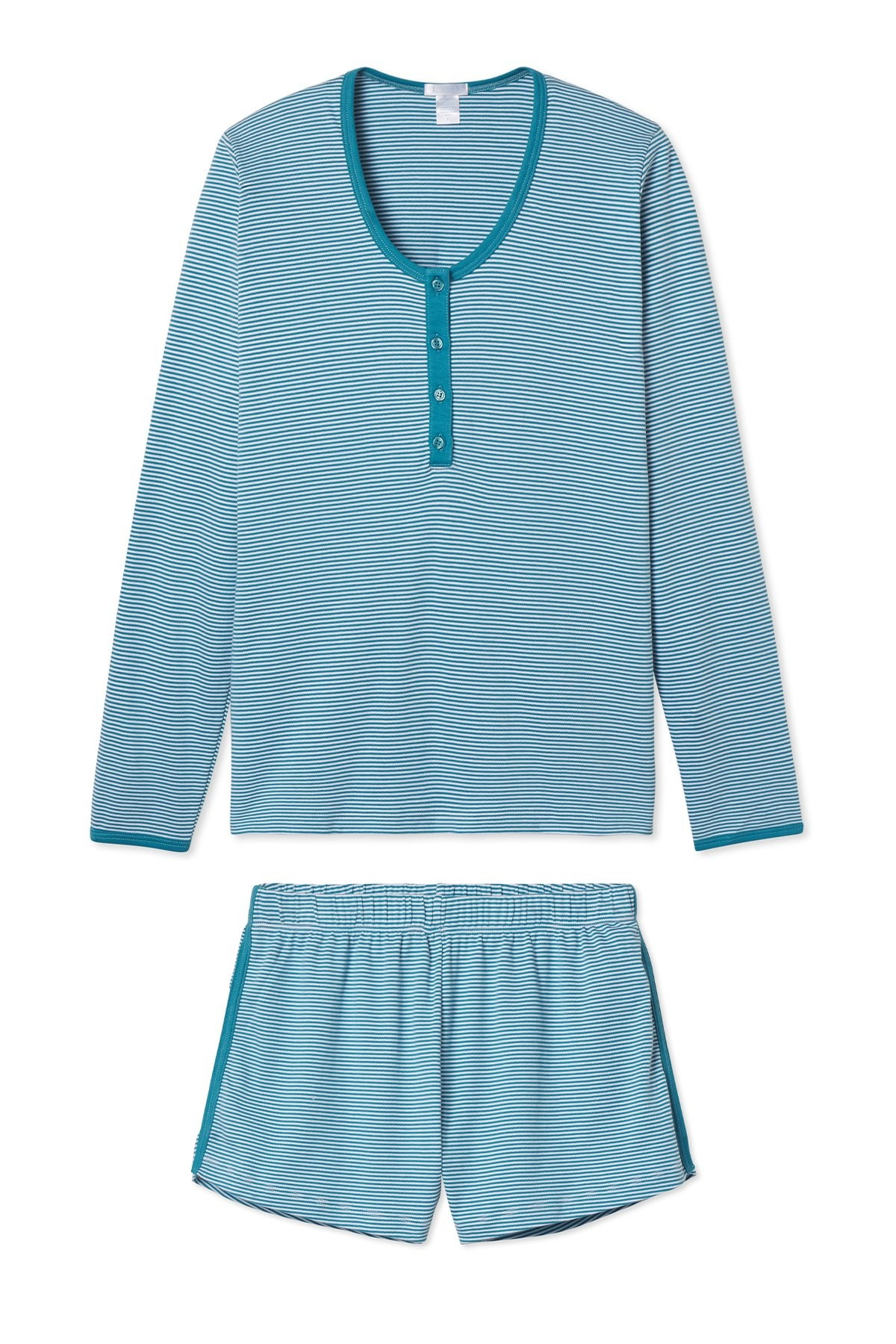 Pima Long-Short Retro Henley Set in Celestial | LAKE Pajamas