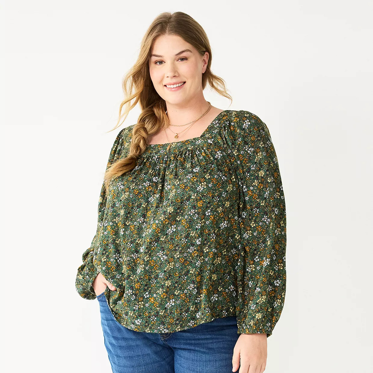 Plus Size Sonoma Goods For Life® Squareneck Volume Sleeve Top | Kohl's