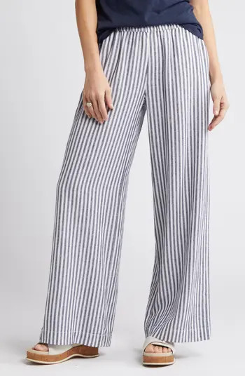 Stripe Wide Leg Linen Blend Pants | Nordstrom