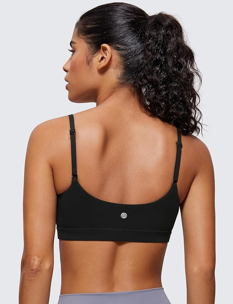 CRZ YOGA Butterluxe Adjustable Spaghetti Strap Sports Bras for Women - Scoop Neck Wireless Padded... | Amazon (US)