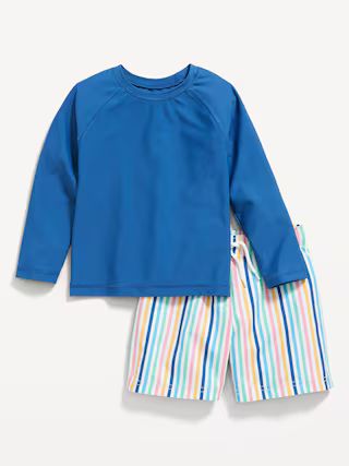 Unisex Long-Sleeve Rashguard Swim Top & Trunks for Toddler | Old Navy (US)