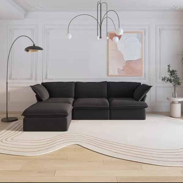 Large 4 - Piece L-shaped Sectional Sofa Modern Linen Upholstered Couches - Bed Bath & Beyond - 39... | Bed Bath & Beyond