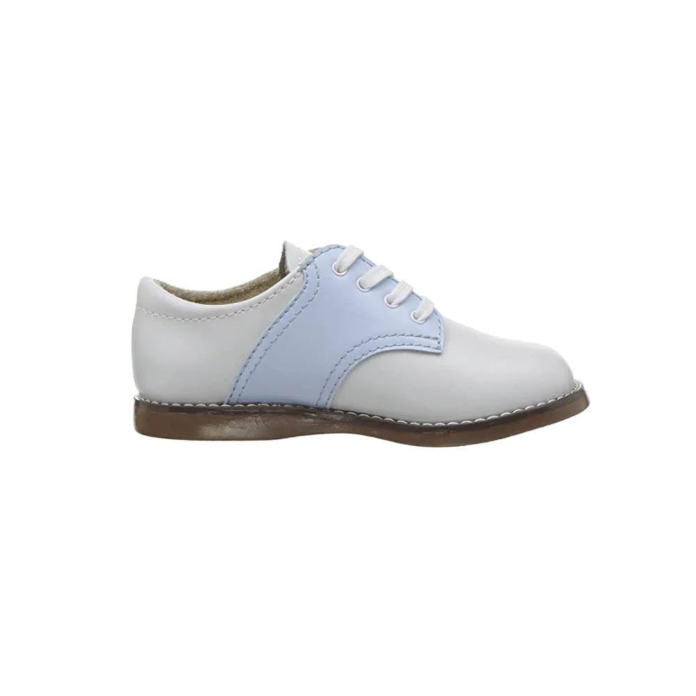 Footmates Saddle Shoe - White with Light Blue | The Beaufort Bonnet Company
