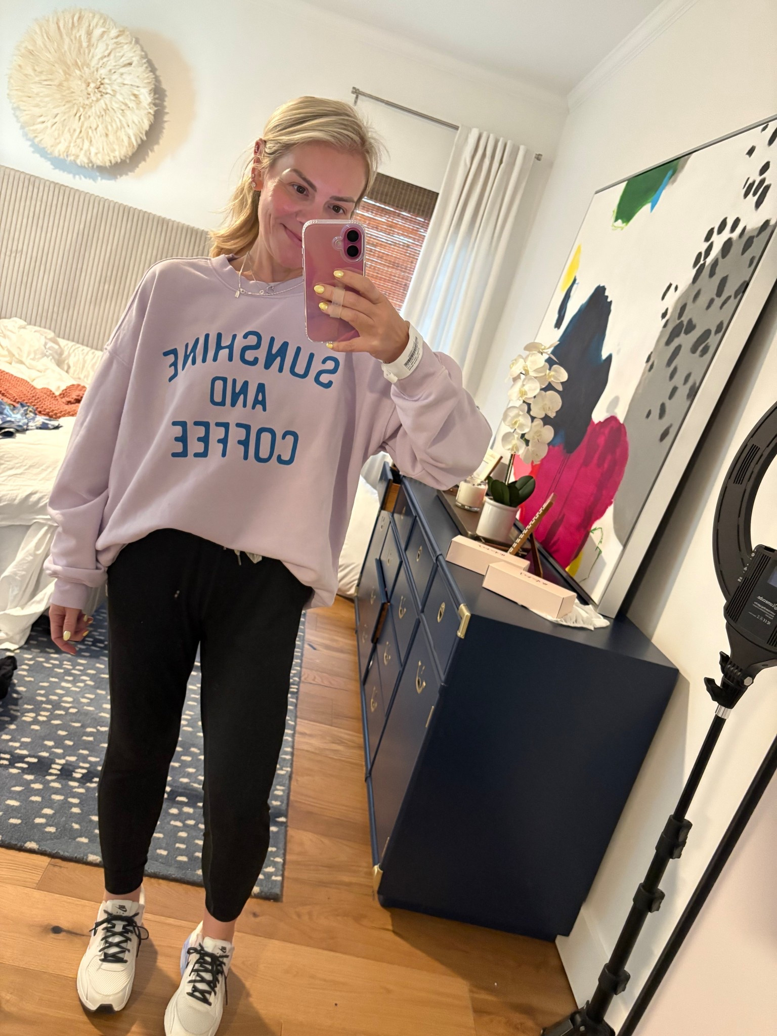 sunshine + coffee, yes please! 

Im in a M in the sweatshirt for an oversized look. The pants are XS and the best joggers of all time! 



#LTKStyleTip #LTKShoeCrush #LTKFindsUnder100