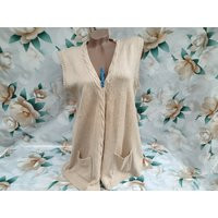 90S Vintage Beige Women's Knitted Long Vest With Pockets. Size L-xl | Etsy (US)