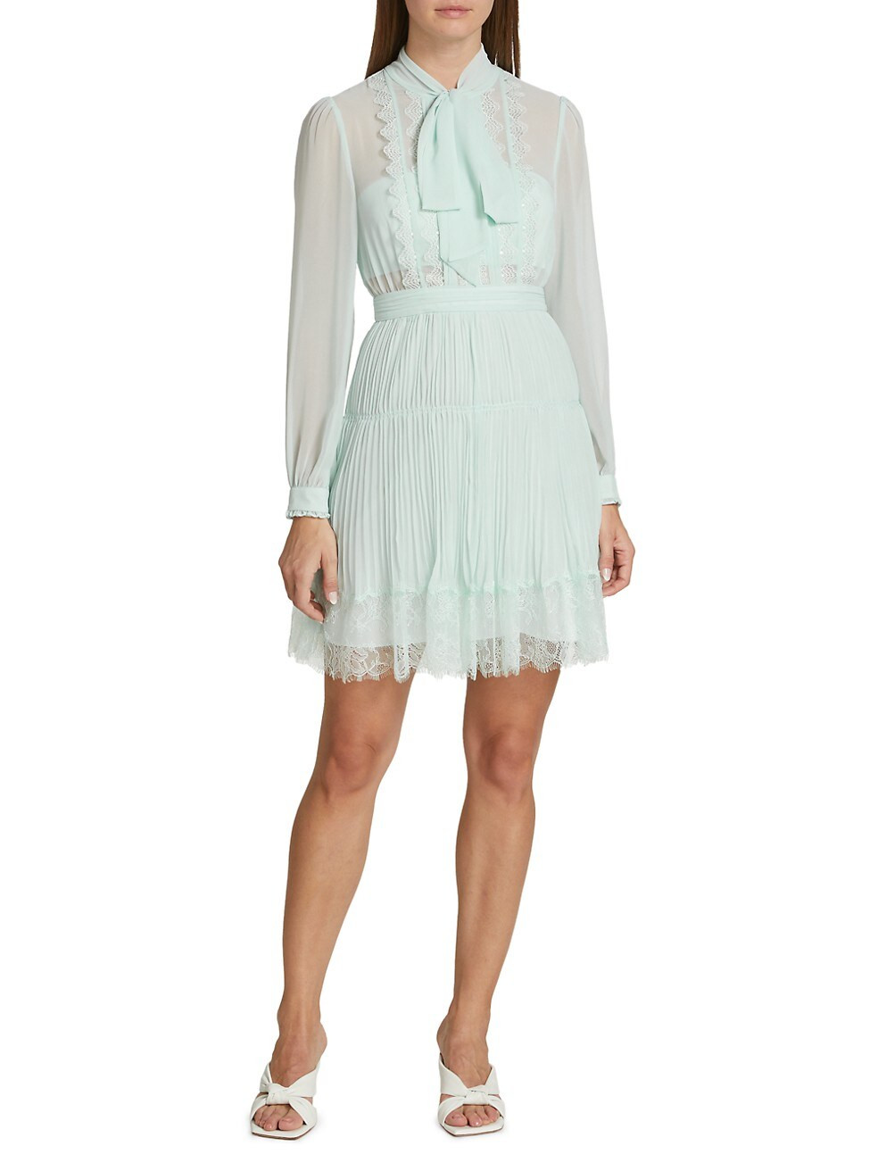 Pleated Lace-Trim Minidress | Saks Fifth Avenue