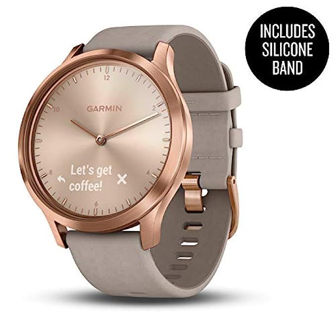 Garmin vívomove HR, Hybrid Smartwatch for Men and Women, Rose Gold with Gray Suede Band | Amazon (US)