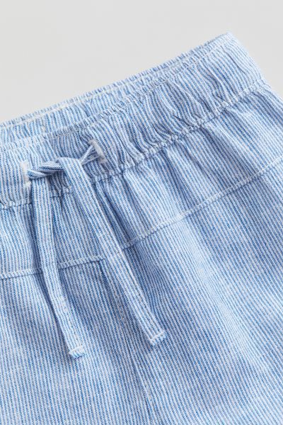 Linen-blend Pants - Light blue/white-striped - Kids | H&M US | H&M (US + CA)