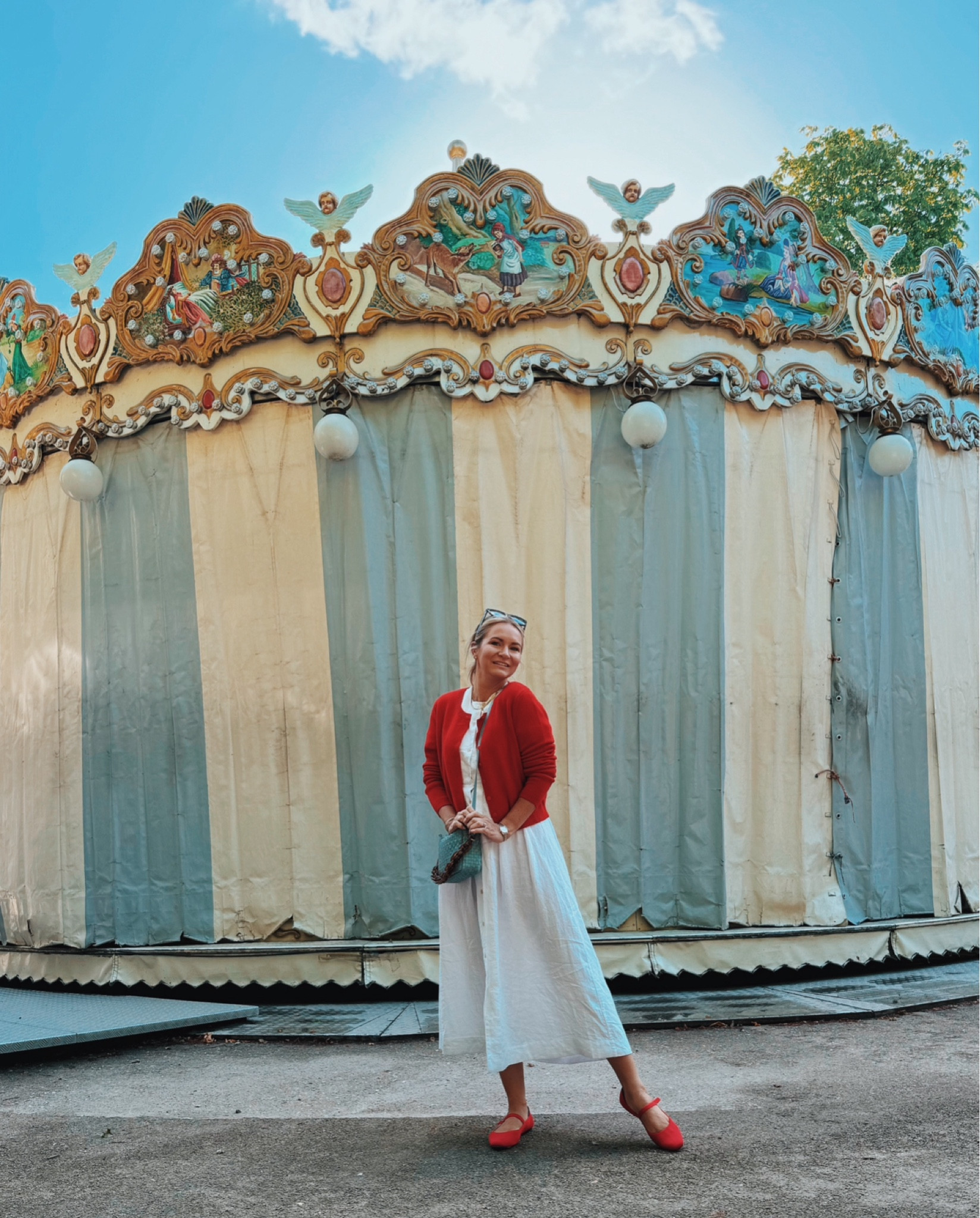 My perfect Paris outfit! Cute cardi, easy dress that looks nice everywhere, and the most comfortable shoes I’ve ever worn! #parisfrance #jennikayne #rothys #traveloutfit