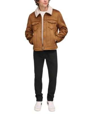 Men's Relaxed-Fit Faux-Shearling Trucker Jacket | Macy's