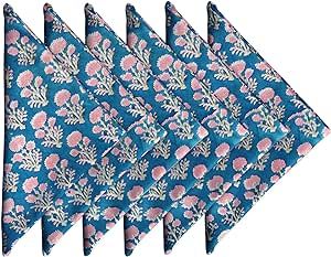 Craftbot Cotton Print Napkins 18x18 inches - Washable Cloth Dinner Napkins Set of 6 - Everyday Us... | Amazon (US)