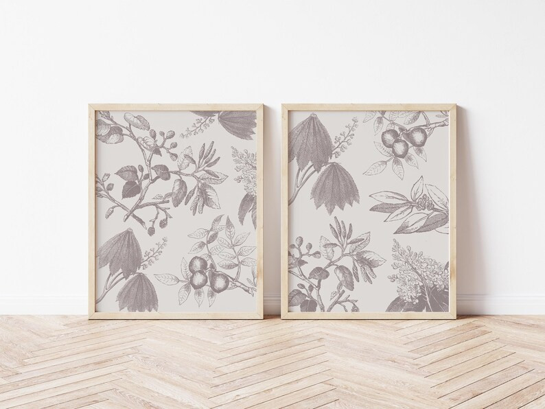 Vintage Inspired Botanical Printables, Set of 2 Prints, Vintage Inspired Printables, Neutral Flor... | Etsy (US)