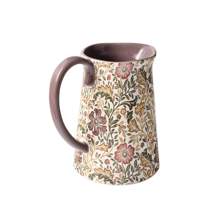 Better Homes & Gardens Edith Vine Floral 59.5 oz Stoneware Pitcher | Walmart (US)