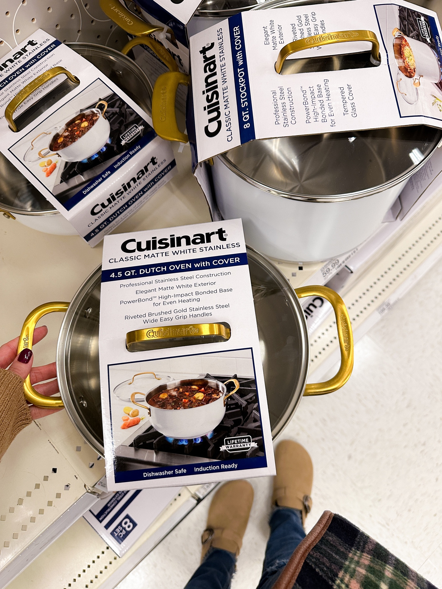 Cuisinart Classic 4.5qt Stainless Steel Dutch Oven with Cover and Brushed  Gold Handles Matte White