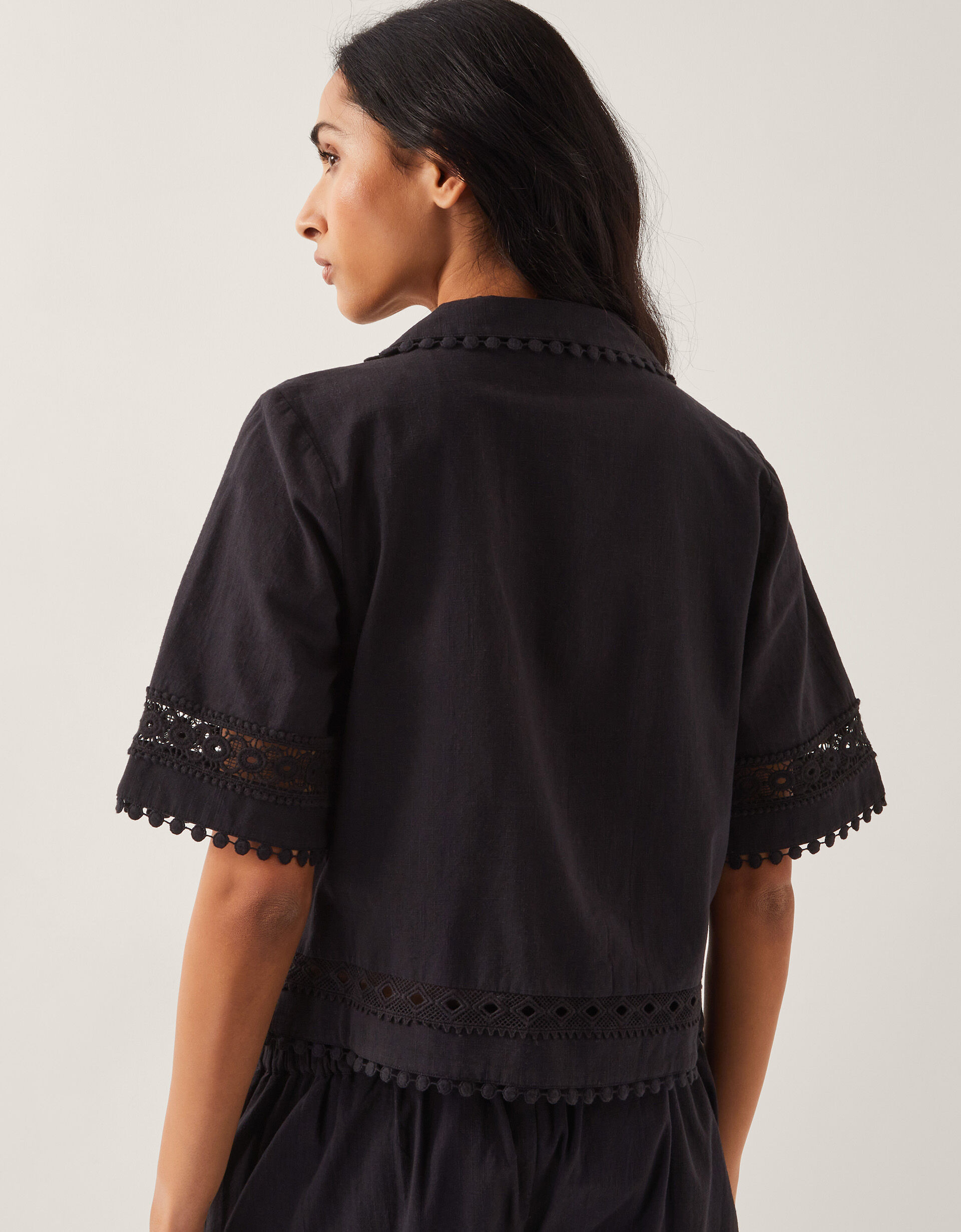 Irina Short Sleeve Lace Shirt Black | Monsoon (UK)