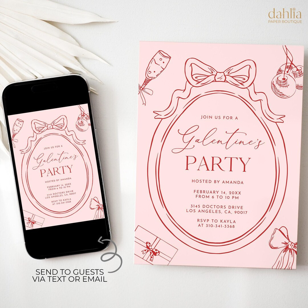 Galentine's Day Party Invitation, Editable Valentine's Day Invite, Printable Girls Night Invite P... | Etsy (US)