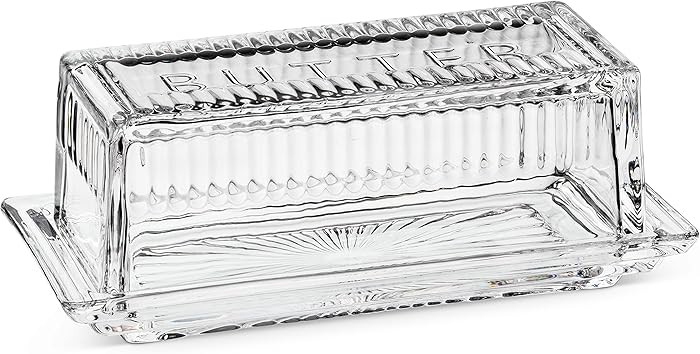 Abbott Collection Quarter Pound Butter Dish with Lid, Clear Glass (7" Long) | Amazon (US)