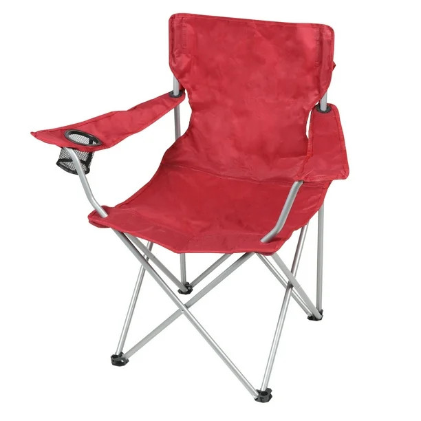 Ozark Trail Basic Quad Folding Camp Chair with Cup Holder, Red, Adult | Walmart (US)