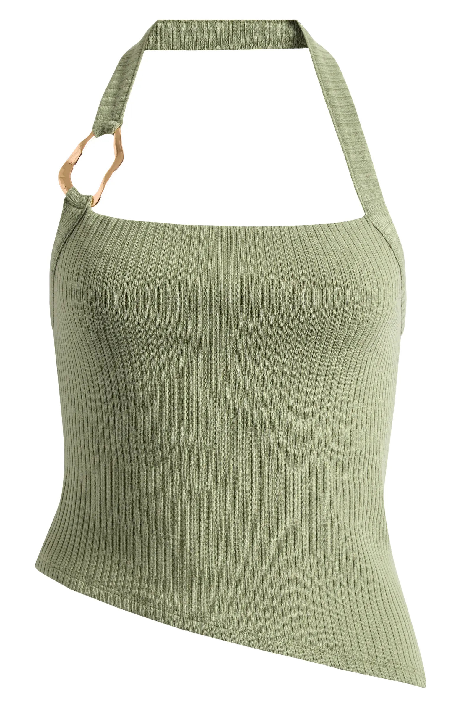 Reformation Ramona Asymmetric Rib Halter Top | Nordstrom | Nordstrom