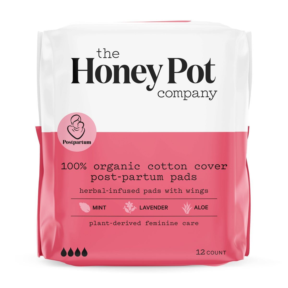 The Honey Pot Company, Herbal Post-Partum Pads with Wings, Organic Cotton Cover - 12ct | Target