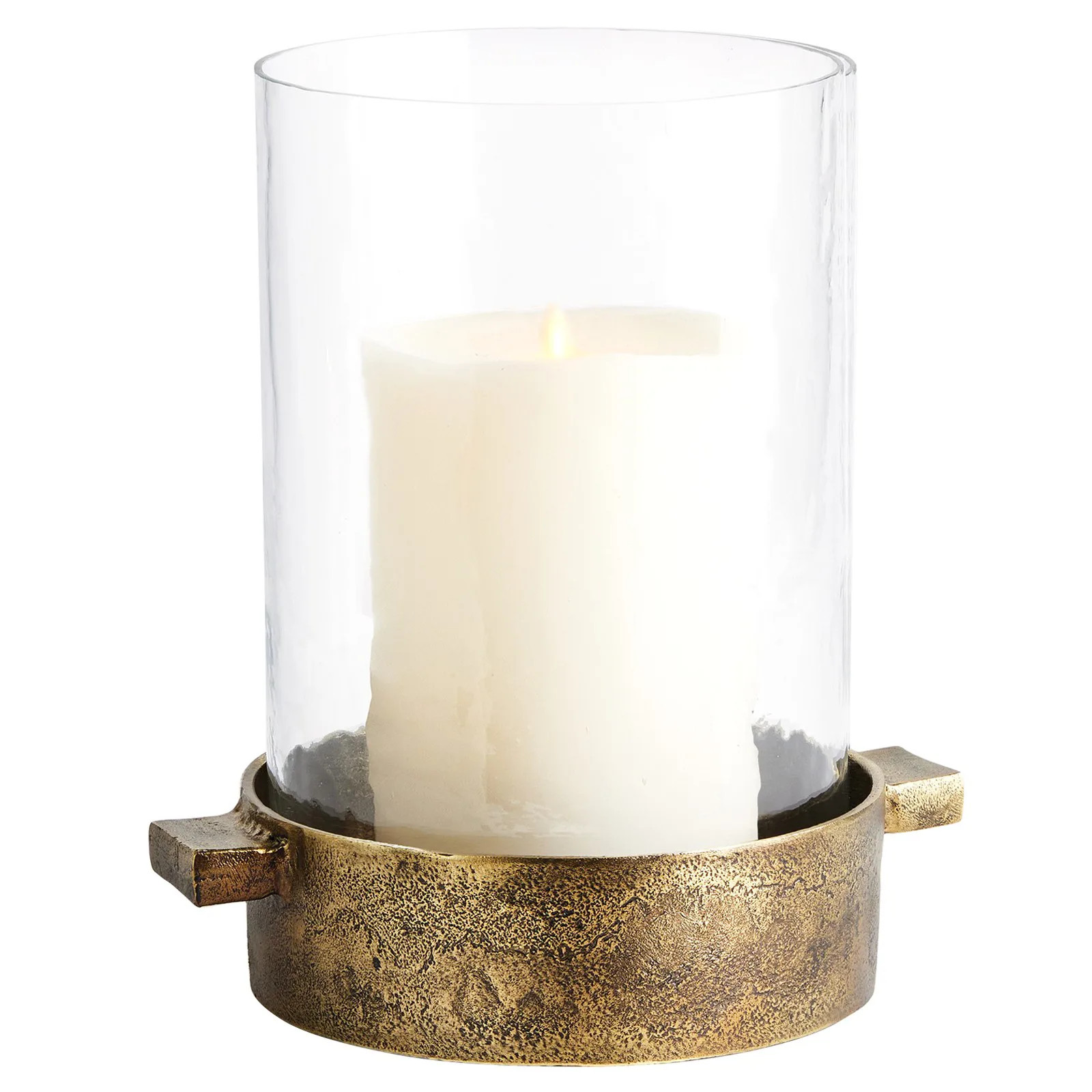 Seville Updated Traditional Antique Brass Metal Hurricane Candleholder | Kathy Kuo Home