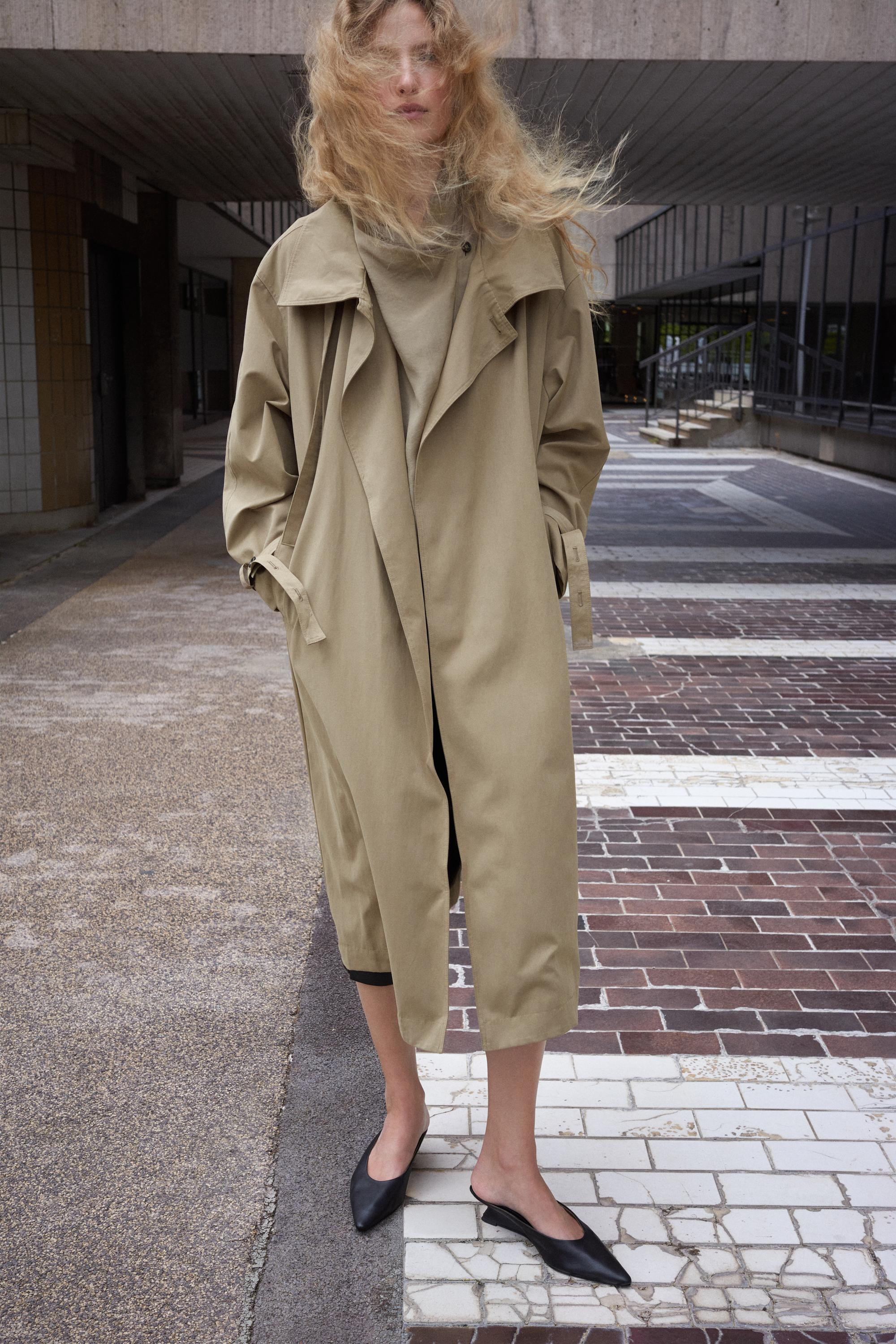 Long trench coat with buckle detail | Massimo Dutti UK