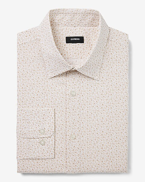 Slim Mini Leaf Print Stretch 1mx Dress Shirt | Express