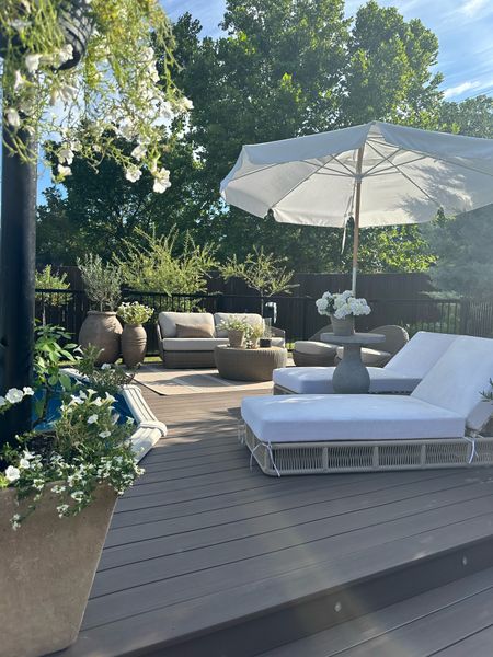 My deck project is complete! Shop all of my furniture, rugs, and planters here! Organic modern outdoor vibes. Outdoor rugs and furniture. Planters. European style. Neutral patio. Above ground pool. Porch. 



#LTKhome #LTKSeasonal