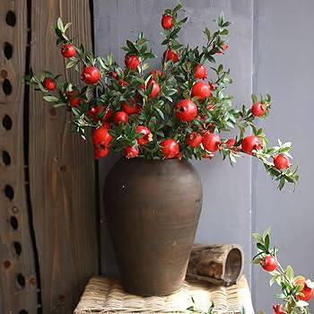 Okngr Artificial Pomegranate Branch, 3pcs Artificial Rosehip Berries 31.5inch Fake Berries Decor ... | Amazon (US)