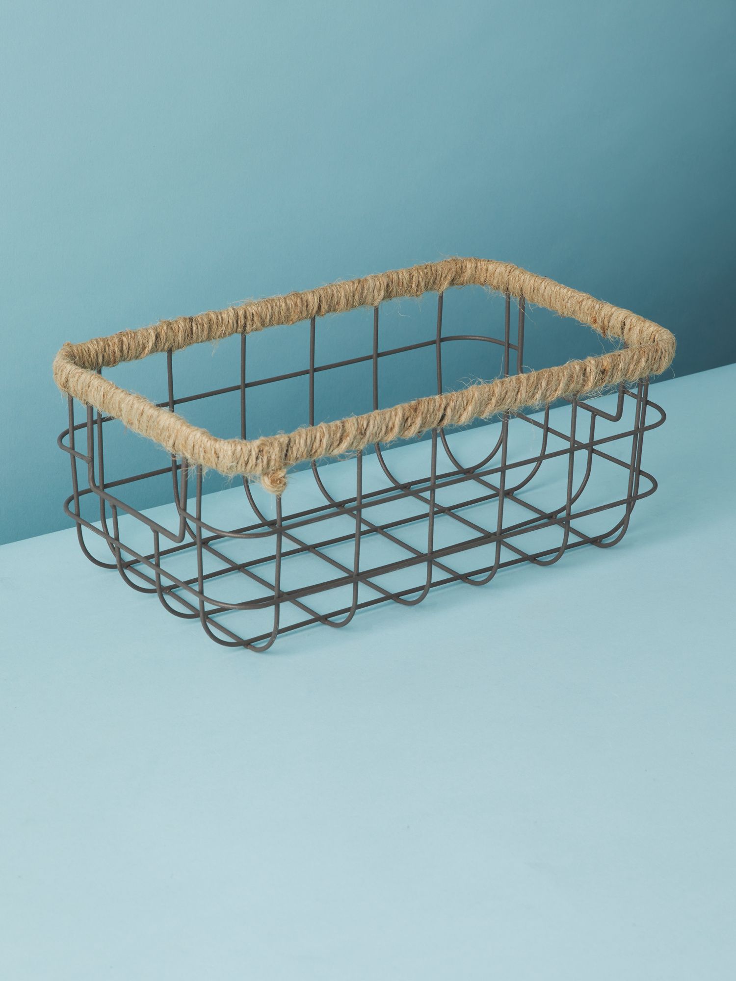 7x11 Metal Storage Basket With Jute Trim | Baskets & Bins | HomeGoods | HomeGoods