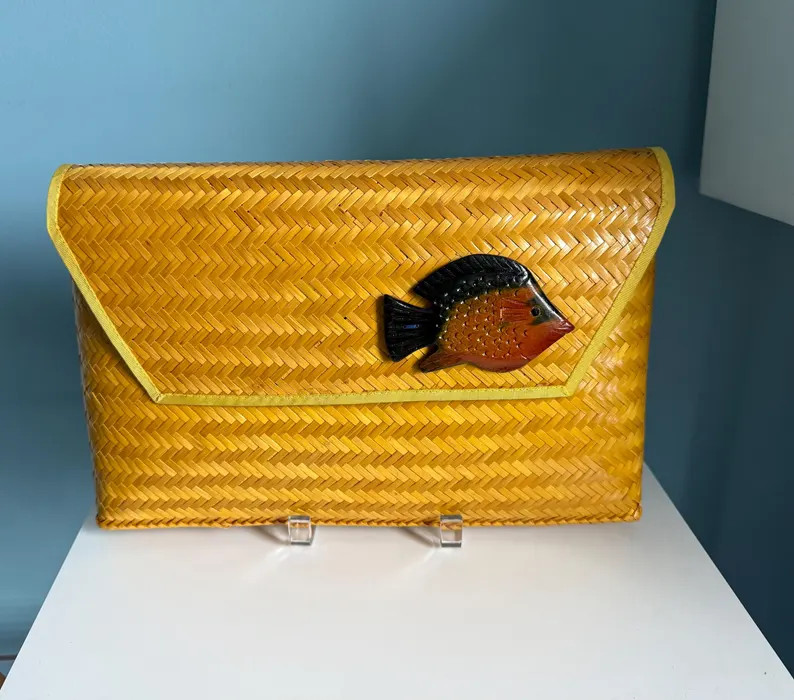 Vintage Woven Clutch with Fish Accent, Handmade in the Philippines | Etsy (US)