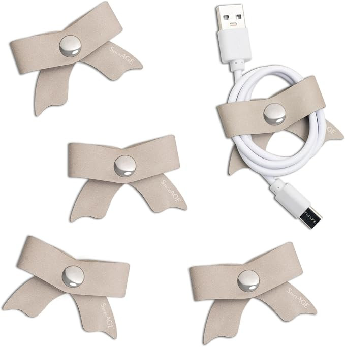 5 Pack Cord Organizer, Bow Cord Keeper, Cable Organizer USB Holder, Leather Cable Management, Cab... | Amazon (US)