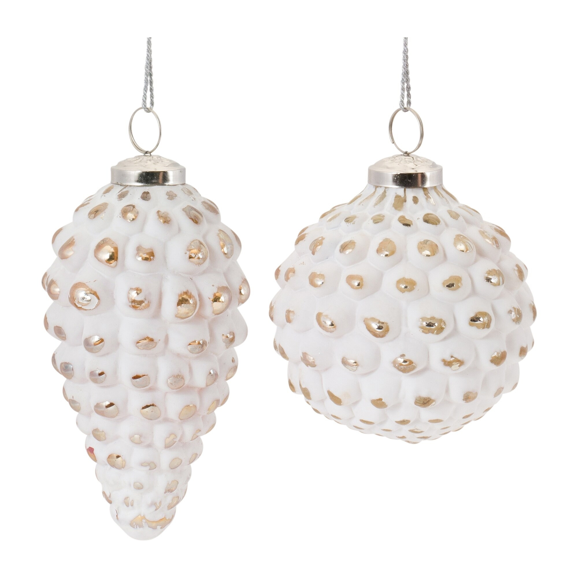 6ct White and Gold Glass Christmas Ornaments 7 | Bed Bath & Beyond