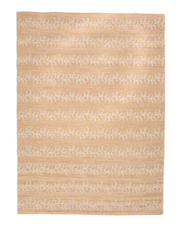 6x9 Indoor Outdoor Saybrook Striped Leaves Area Rug | Marshalls