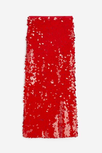 Sequined skirt - Red - Ladies | H&M GB | H&M (UK, MY, IN, SG, PH, TW, HK)