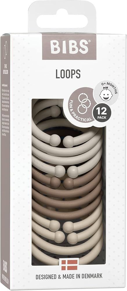 BIBS Loops 12-Pack, BPA Free, Made in Denmark. Polypropylene, Sand/Dark Oak/Vanilla | Amazon (US)